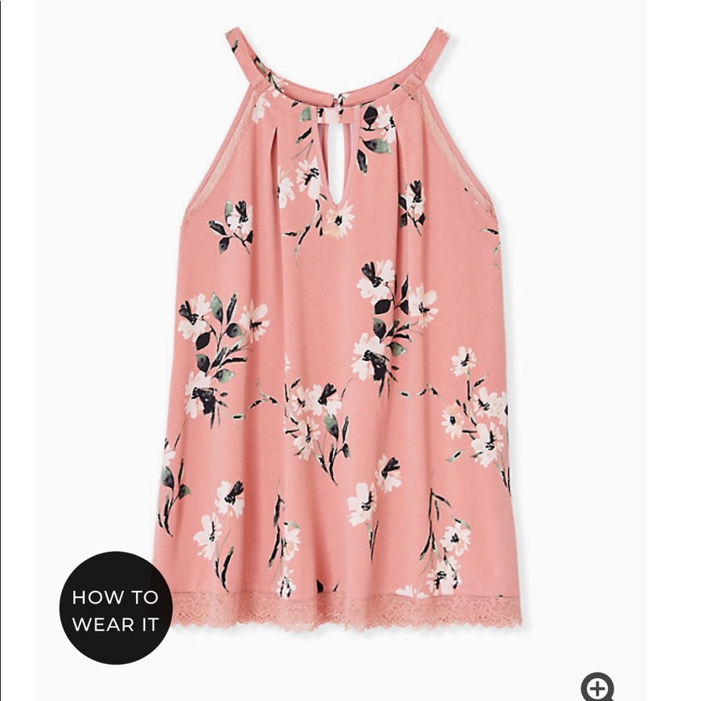CORAL FLORAL STUDIO KNIT & LACE GODDESS TANK
